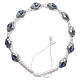 Medjugorje bracelet with blue varnished medals and white cord s1