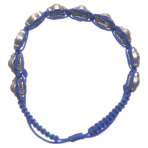Medjugorje bracelet with blue varnished medals and blue cord 2