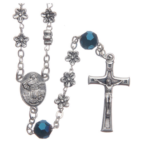 Medjugorje rosary flowers and blue crystals 1