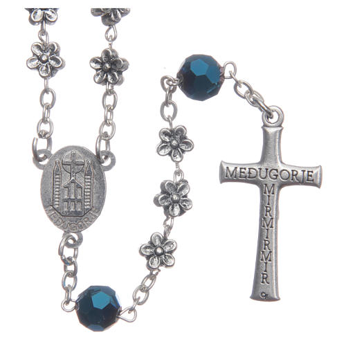 Medjugorje rosary flowers and blue crystals 2