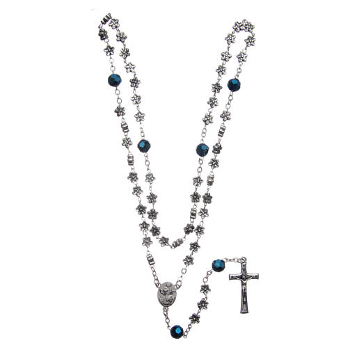 Medjugorje rosary flowers and blue crystals 4