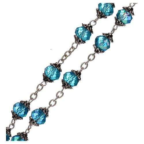 Rosenkranz aus Medjugorje mit Perlen aus blauen Kristallen 3