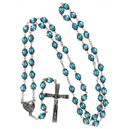 Rosenkranz aus Medjugorje mit Perlen aus blauen Kristallen 4