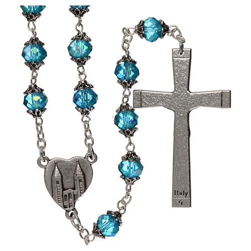 Medjugorje rosary with crystal blue grains 2