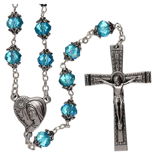 Rosario Medjugorje grani cristallo blu 1