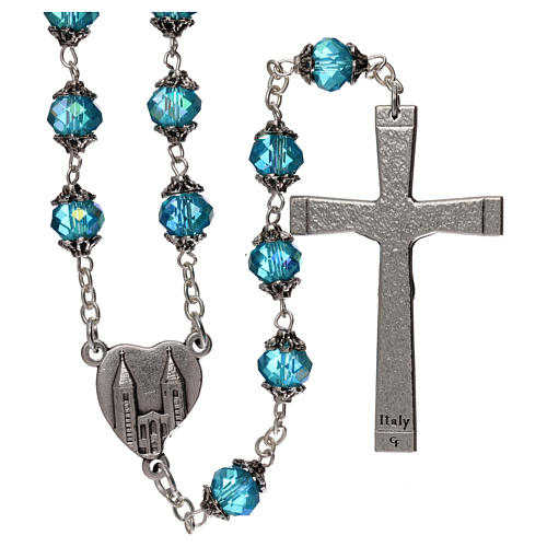 Rosario Medjugorje grani cristallo blu 2