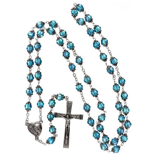 Rosario Medjugorje grani cristallo blu 4