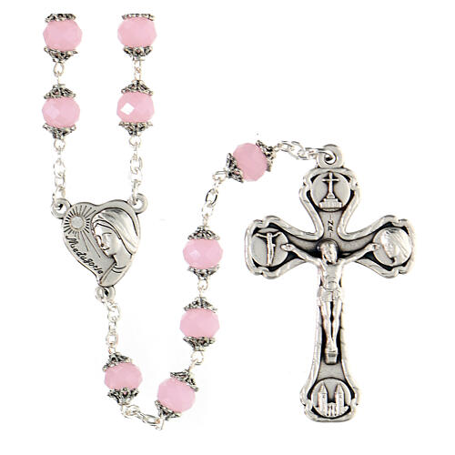 Medjugorje rosary with crystal pink grains 1