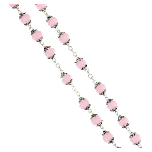 Medjugorje rosary with crystal pink grains 3
