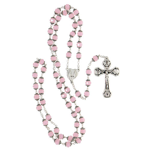 Medjugorje rosary with crystal pink grains 4