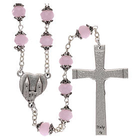 Rosaries and rosary holders: Medjugorje rosary with crystal pink grains Rosaries and rosary holders: Medjugorje rosary with crystal pink grains