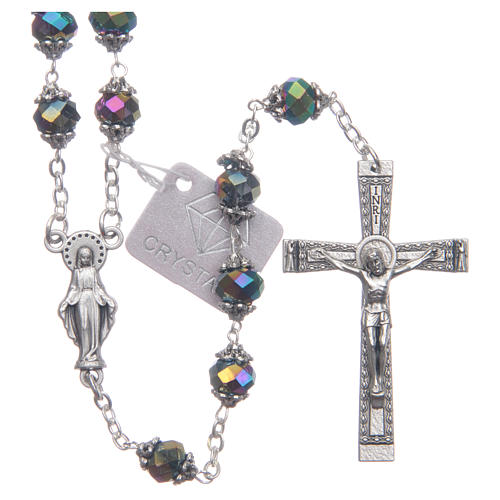 Medjugorje rosary with iridescent crystal grains 1
