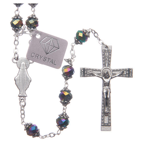 Medjugorje rosary with iridescent crystal grains 2