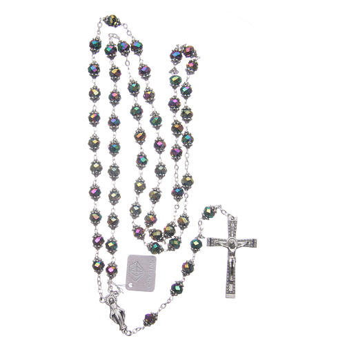 Medjugorje rosary with iridescent crystal grains 4