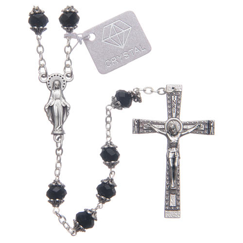 Medjugorje rosary with black crystal grains 1
