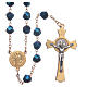 Medjugorje rosary in blue crystal with golden cross s1
