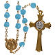 Medjugorje rosary in light blue crystal with golden cross s2