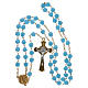 Medjugorje rosary in light blue crystal with golden cross s4