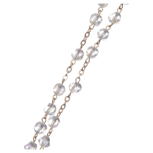 Rosenkranz aus Medjugorje mit Perlen aus transparenten Kristallen, vergoldet 3