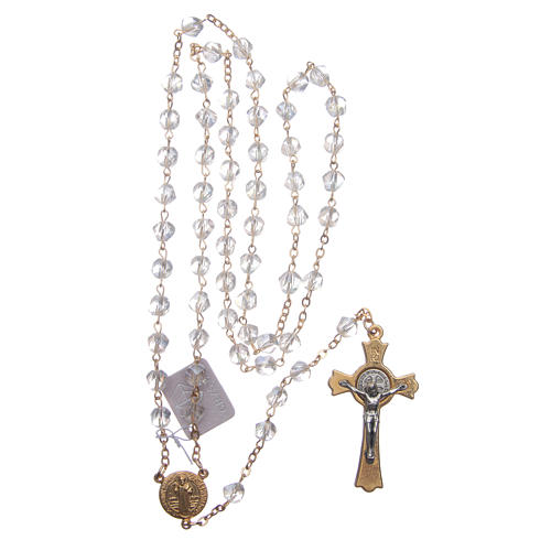 Medjugorje rosary in transparent crystal with golden cross 4