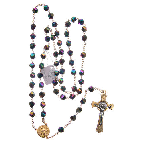 Rosenkranz aus Medjugorje, irisierende Kristallperlen, vergoldetes Kreuz 4