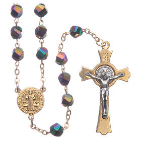 Medjugorje rosary in iridescent crystal with golden cross