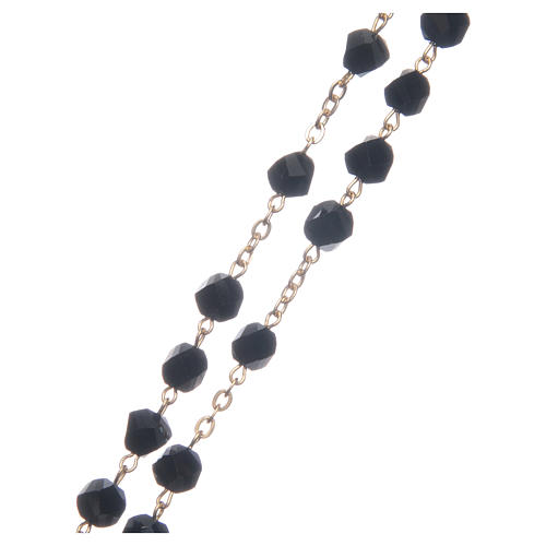 Rosenkranz aus Medjugorje mit Perlen aus schwarzen Kristallen, vergoldet 3