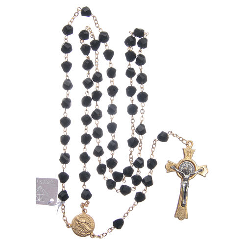 Medjugorje rosary in black crystal with golden cross 4