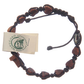 Medjugorje bracelet in black cord, olive wood Tau cross