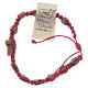 Handmade Medjugorje bracelet, composed by red cord, hearts and Tau in olive wood s2