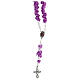 Rosenkranz aus Medjugorje mit Perlen in Form violetter Rosen, Kreuz mit Trinitätsdarstellung s1