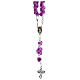 Rosenkranz aus Medjugorje mit Perlen in Form violetter Rosen, Kreuz mit Trinitätsdarstellung s2