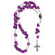 Rosenkranz aus Medjugorje mit Perlen in Form violetter Rosen, Kreuz mit Trinitätsdarstellung s4