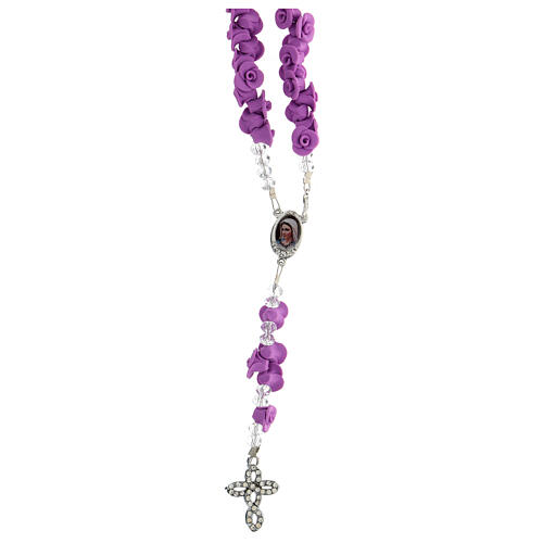 Medjugorje rosary with lilac roses resurrected Jesus 1