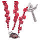 Rosenkranz aus Medjugorje mit Perlen in Form roter Rosen, Kreuz mit Trinitätsdarstellung s2
