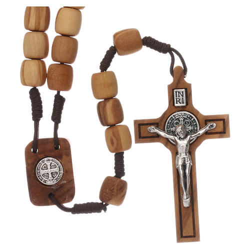 Medjugorje rosary with olive wood 10 mm cord and olive wood center piece 1