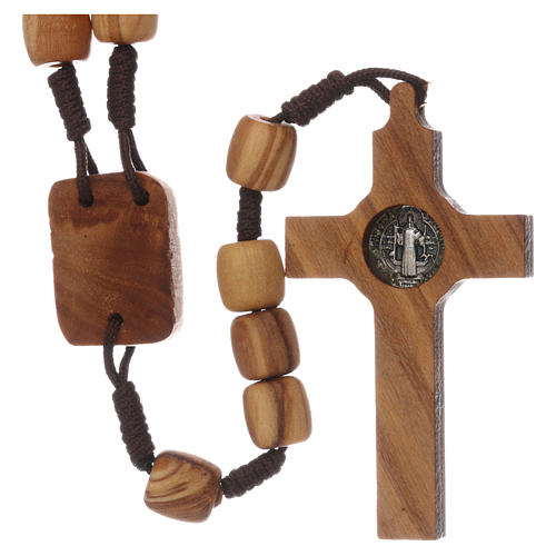 Medjugorje rosary with olive wood 10 mm cord and olive wood center piece 2