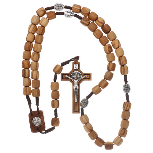 Medjugorje rosary with olive wood 10 mm cord and olive wood center piece 4