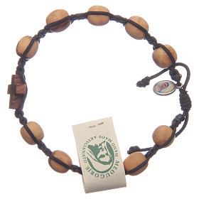 Pulsera Medjugorje madera olivo cuerda marrón