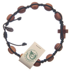 Medjugorje bracelet in olive wood and black cord