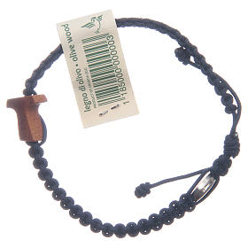 Medjugorje bracelet in olive wood and midnight blue cord