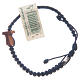 Medjugorje bracelet in olive wood and midnight blue cord s1