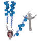 Rosenkranz aus Medjugorje mit Perlen in Form blauer Rosen, Kreuz mit Trinitätsdarstellung s2