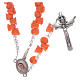 Rosenkranz aus Medjugorje mit Perlen in Form orangefarbener Rosen, Kreuz mit Trinitätsdarstellung s1