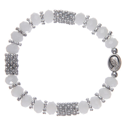 Pulseira terço em cristal branco em espiral 1