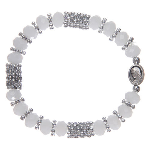 Rosary bracelet with spring and white crystal 1