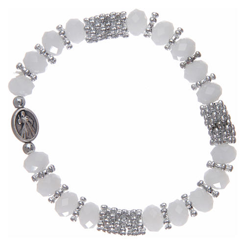 Rosary bracelet with spring and white crystal 2