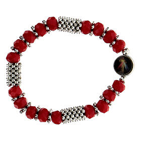 Rosary bracelet with spring and multifaceted red grains