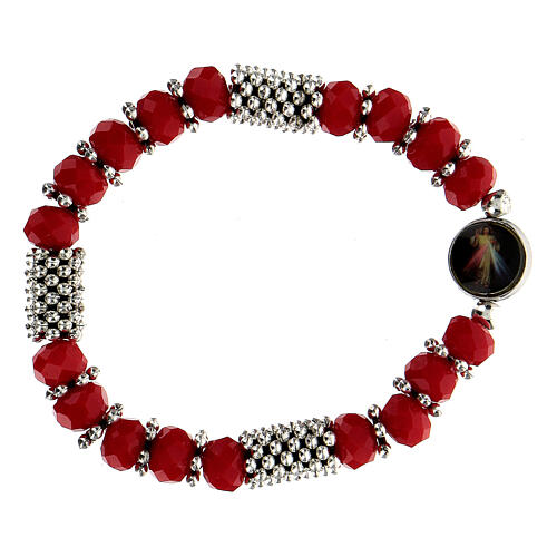 Rosary bracelet with spring and multifaceted red grains 2
