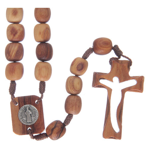 Rosenkranz aus Medjugorje, mit Olivenholzperlen und durchbrochenem Kreuz  1